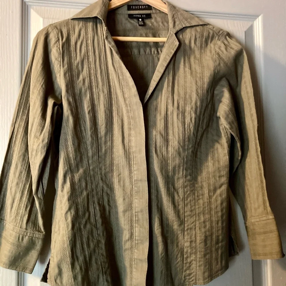 Foxcroft Women's Khaki/Olive Shirt - Picture 2 of 10